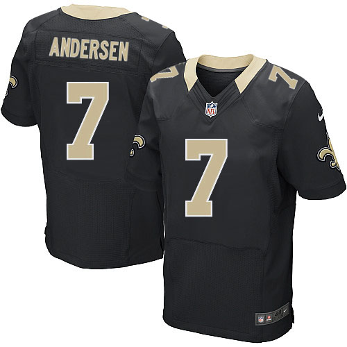 Men's Elite Morten Andersen Nike Jersey Black Home - #7 NFL New Orleans Saints